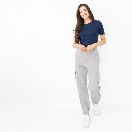 M&S Autograph Grey Cotton Blend Stretch Cargo Trousers - Quality Brands Outlet