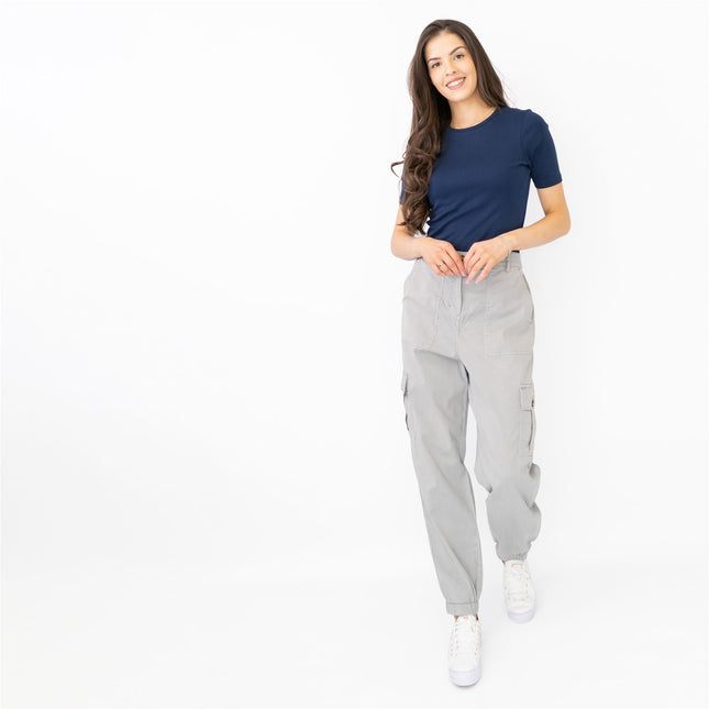 M&S Autograph Grey Cotton Blend Stretch Cargo Trousers-Quality Brands Outlet-