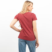 Red Striped Breton Short Sleeve Tops Cotton Jersey T-shirt