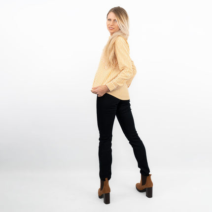 Yellow Striped Long Sleeve Button Through Women's Shirts-Quality Brands Outlet-