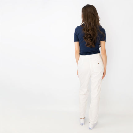 M&S Cotton Rich Tapered Leg Ankle Grazer White Stretch Cotton Chino Trousers - Quality Brands Outlet