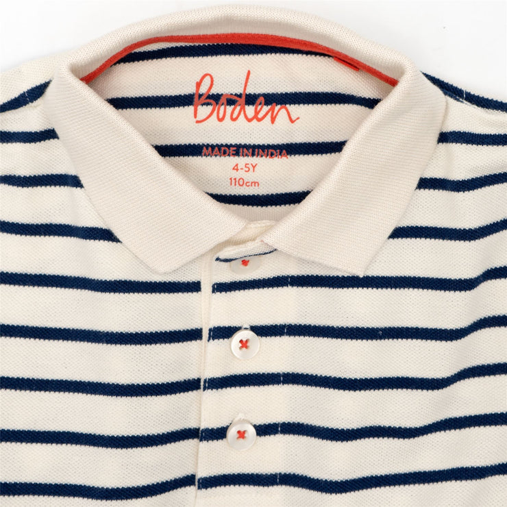 Mini Boden Boys Ivory Stripes Polo Shirts - Quality Brands Outlet