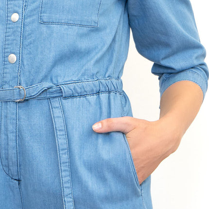 Womens Phase Eight Jumpsuit Denim Blue Lightweight Cropped Jarah Smart Casual - Quality Brands Outlet