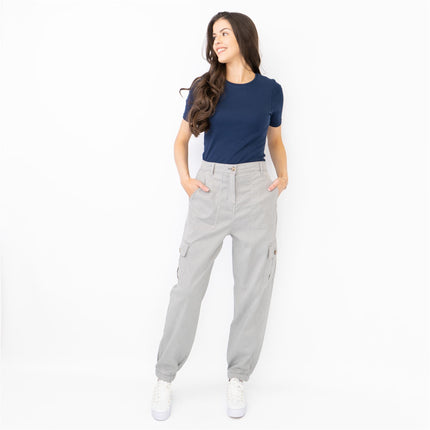 M&S Autograph Grey Cotton Blend Stretch Cargo Trousers - Quality Brands Outlet