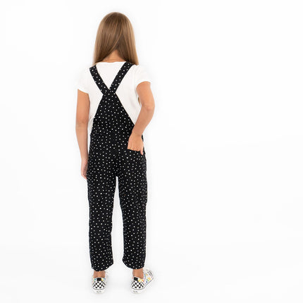 Next Girls Dungaree Black White Polka Dot Viscose Lightweight Dungarees