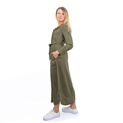 Next Women Belted Utility Khaki Black Long Sleeve Midi Shirt Dress