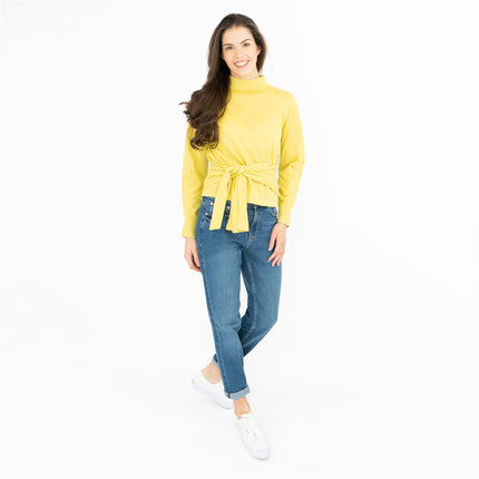 M&S Funnel Neck Tie Waist Jumper with Linen - Quality Brands Outlet