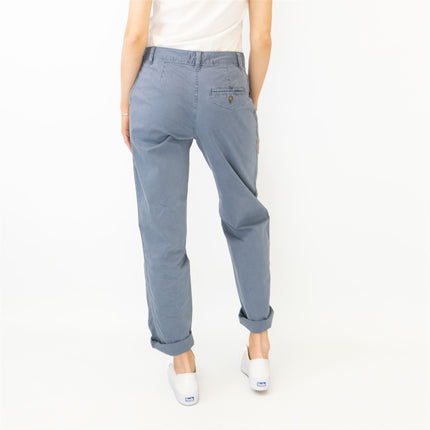 M&S Cotton Rich Tapered Leg Ankle Grazer Blue Stretch Cotton Chino Trousers - Quality Brands Outlet