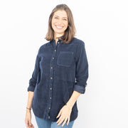 Jane Pink Fine Cord Long Sleeve Corduroy Longline Tunic Shirts Casual Tops