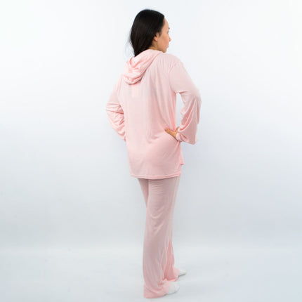 Juicy Couture Girls Pink Logo Embroidered Long Sleeve Soft Cotton Jersey Pyjama Set-Quality Brands Outlet-