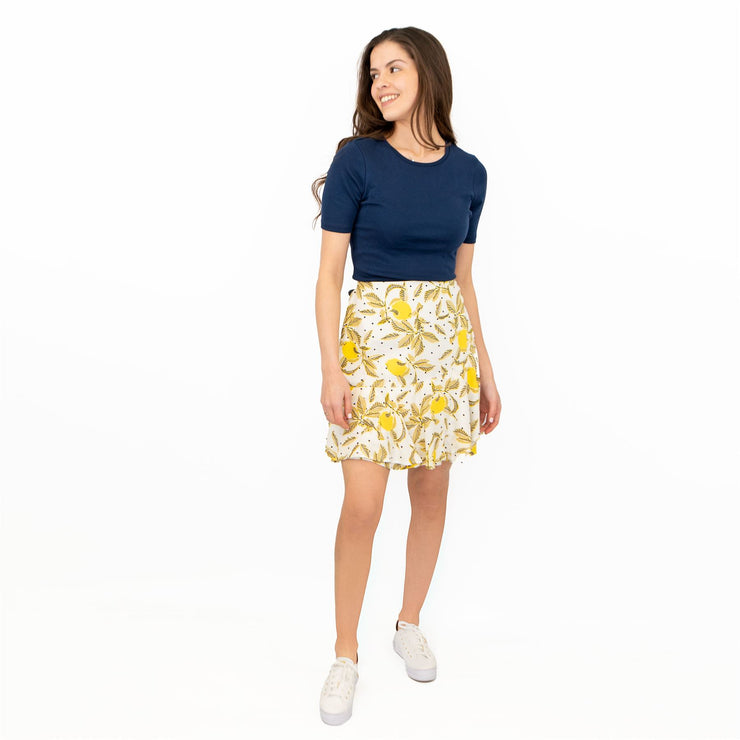 M&S Yellow Floral Flare Layers Short Skirts
