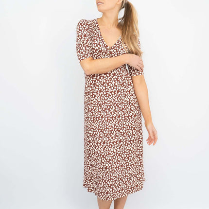 Boden Alberta Short Sleeve Jersey Pebbles Print Midi Dress