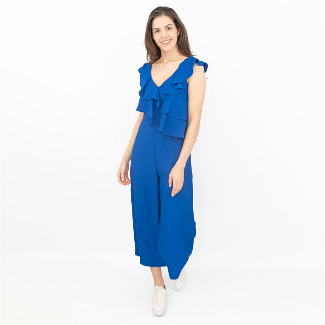 Coast Jojo Ruffle Cobalt Blue Sleeveless V-Neck Jumpsuit - Quality Brands Outlet