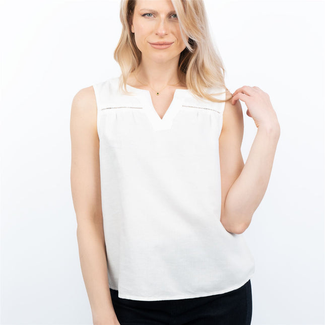 Womens White Relaxed Fit Sleeveless Top-Quality Brands Outlet-