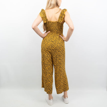 Next Yellow Floral Sleeveless Crop Wide Leg Lightweight Jumpsuit - Quality Brands Outlet