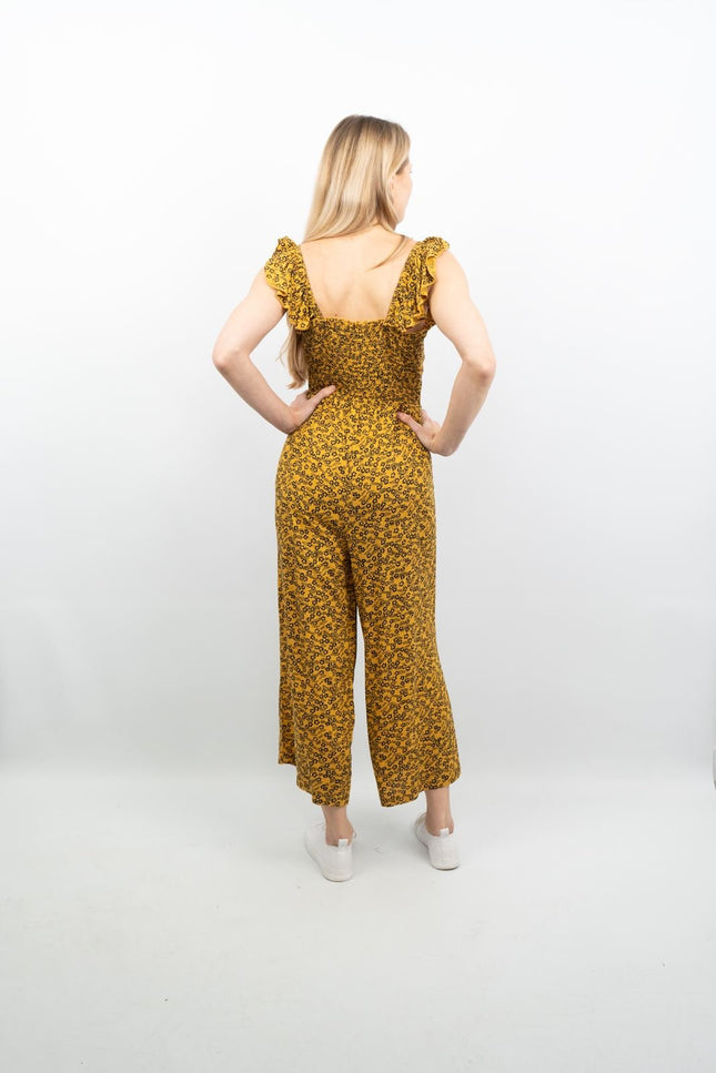 Next Yellow Floral Sleeveless Crop Wide Leg Lightweight Jumpsuit-Quality Brands Outlet-