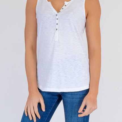 White Stuff Vest Sleeveless Button Up Cotton Jersey Cami Top-Quality Brands Outlet-
