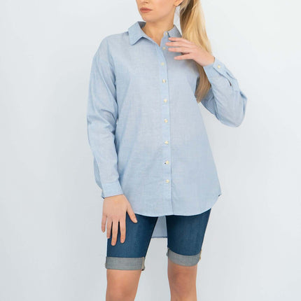 Next Longline Long Sleeve Loose Relaxed Fit Cotton Shirts-Quality Brands Outlet-