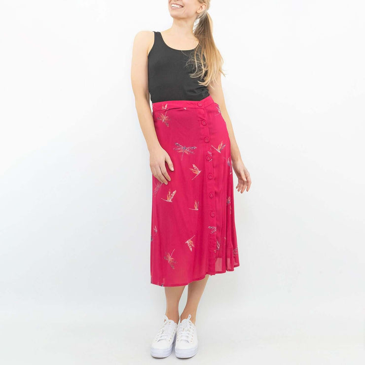 Next Dragonfly Pink Lightweight A Line Midi Skirt