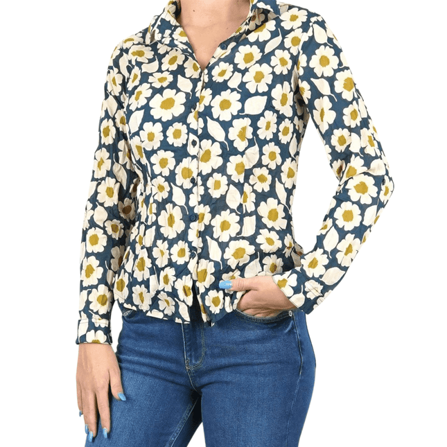Seasalt Larissa Floral Print Long Sleeve Crinkle Shirts-Quality Brands Outlet-