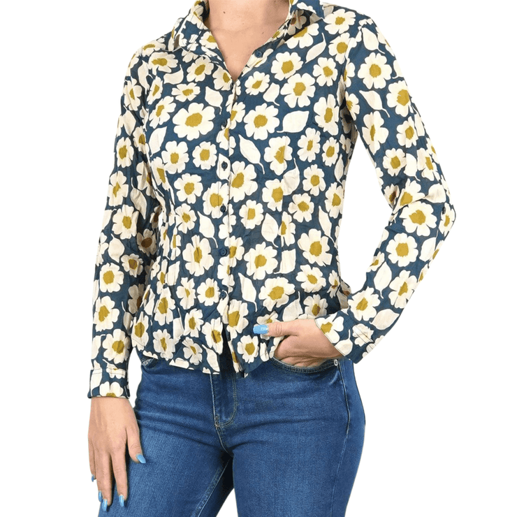 Seasalt Larissa Floral Print Long Sleeve Crinkle Shirts