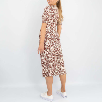 Boden Alberta Short Sleeve Jersey Pebbles Print Midi Dress