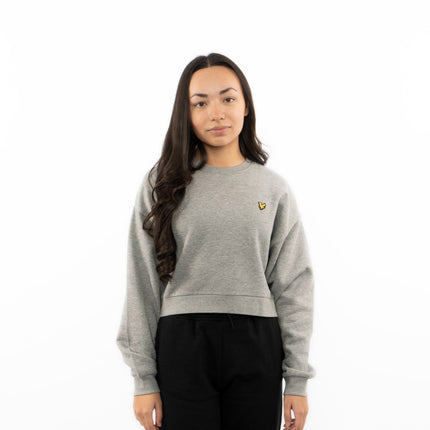Lyle & Scott Girls Long Sleeve Grey Cropped Fleece Lined Sweatshirts-Quality Brands Outlet-