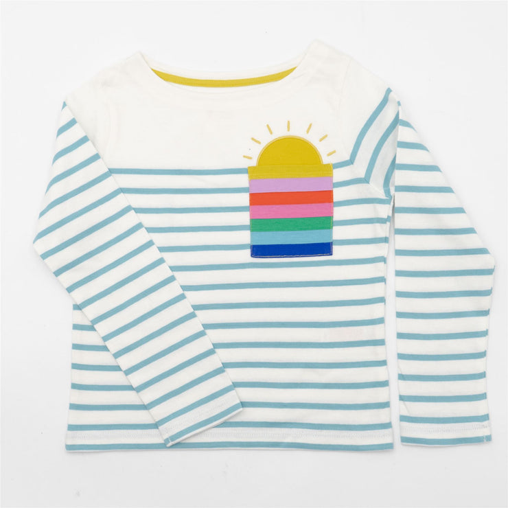 Mini Boden Girls Sunshine Blue Stripe Long Sleeve Tops