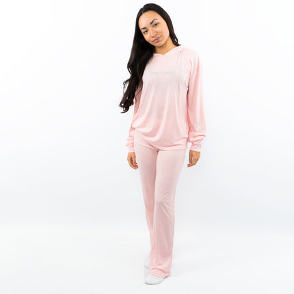 Juicy Couture Girls Pink Logo Embroidered Long Sleeve Soft Cotton Jersey Pyjama Set-Quality Brands Outlet-