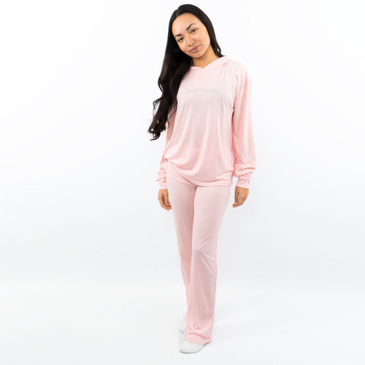 $58 Juicy Couture Womens Soft Velvet Pink Bling Logo 2pc Pajama Set Size  Large