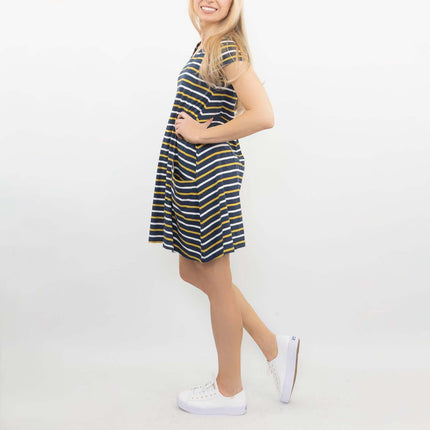Seasalt Short Sleeve Clear Light Navy Breton Striped Relaxed Casual Jersey Dress-Quality Brands Outlet-
