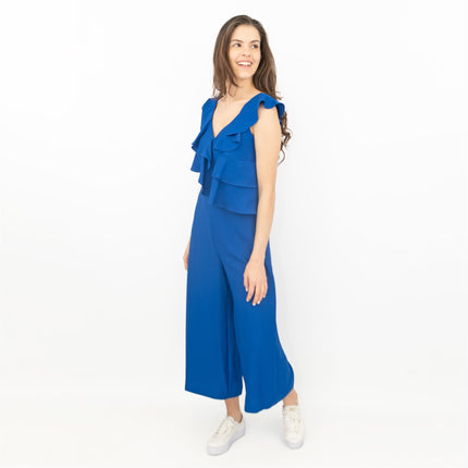 Coast Jojo Ruffle Cobalt Blue Sleeveless V-Neck Jumpsuit - Quality Brands Outlet