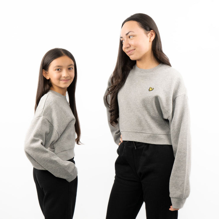 Lyle & Scott Girls Long Sleeve Grey Cropped Fleece Lined Sweatshirts