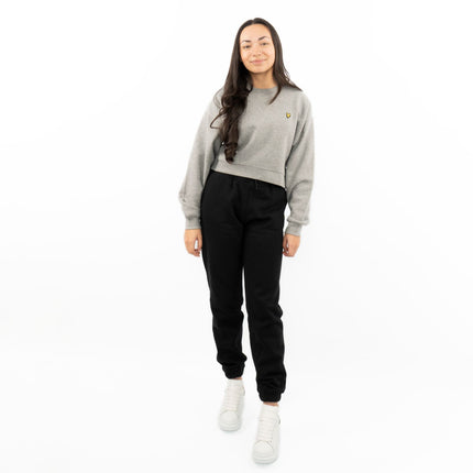 Lyle & Scott Girls Long Sleeve Grey Cropped Fleece Lined Sweatshirts-Quality Brands Outlet-