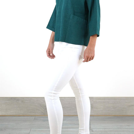 Seasalt Carlyon Bay Green Relaxed Fit Blouse 3/4 Sleeve Tops-Quality Brands Outlet-