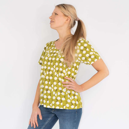 White Stuff Amora Limestone Print Green Short Sleeve Top-Quality Brands Outlet-