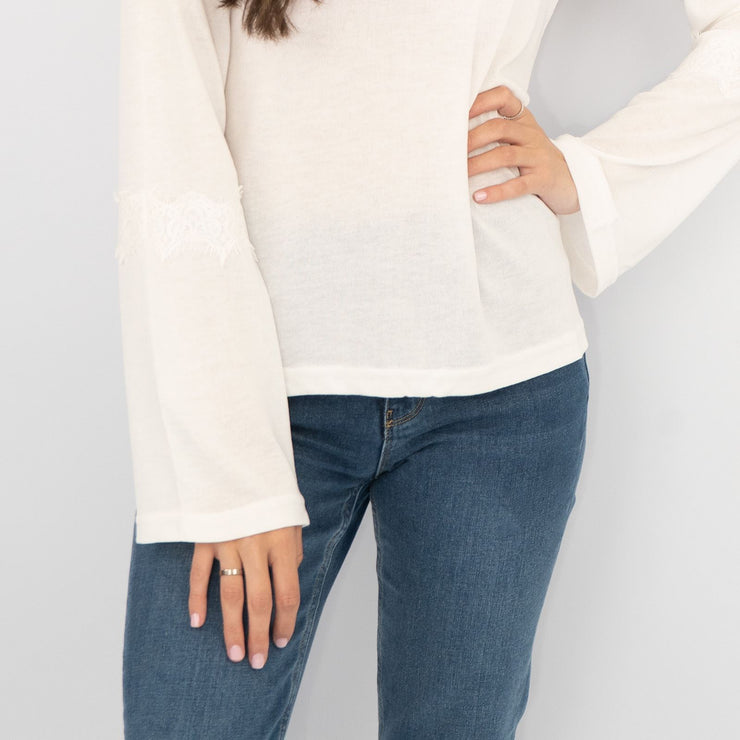 Next Lace Trim Long Sleeve Top with Scarf