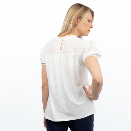 Womens White Short Sleeve Pleated Top-Quality Brands Outlet-