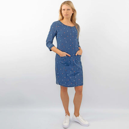 White Stuff Embroidered Jersey 3/4 Sleeve Short Shift Dress-Quality Brands Outlet-