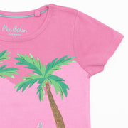 Mini Boden Girls Pink Holiday Print T-Shirt Short Sleeve Tops - Quality Brands Outlet