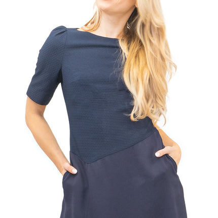 Reiss Zila Navy Textured Jersey Short Dress-Quality Brands Outlet-