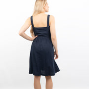 Navy Blue Aubrey Linen Sleeveless Summer Dresses
