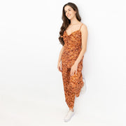J.Crew Women Brown Floral Sleeveless Strap Relaxed Fit Wide Leg Jumpsuit - Quality Brands Outlet