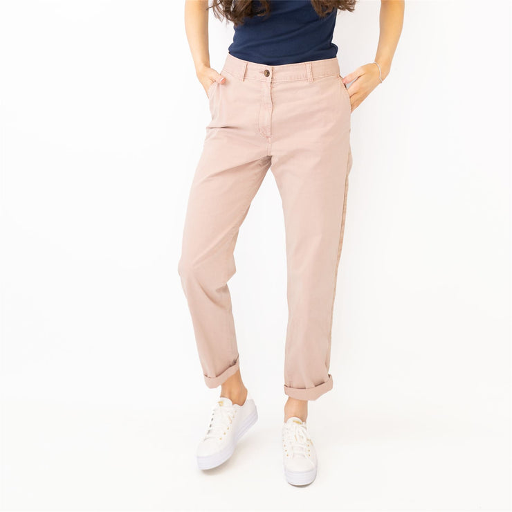 M&S Cotton Rich Tapered Leg Ankle Grazer Pink Stretch Cotton Chino Trousers - Quality Brands Outlet