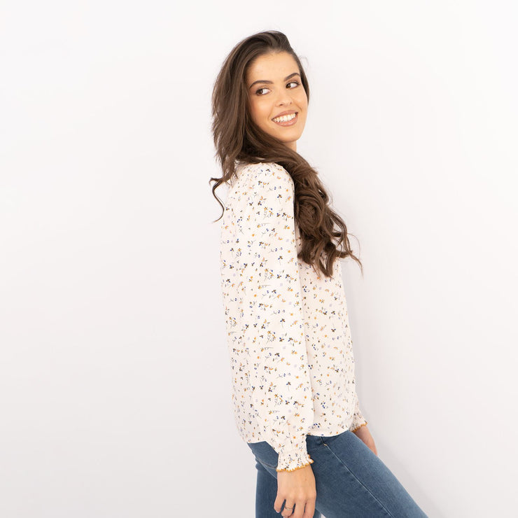 White Stuff Ivory Ditsy Floral Long Sleeve Lightweight Shirts