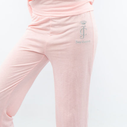 Juicy Couture Girls Pink Logo Embroidered Long Sleeve Soft Cotton Jersey Pyjama Set-Quality Brands Outlet-