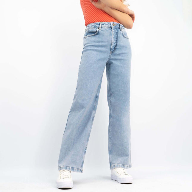 Hush Womens Rowan Flare Wide Leg High Waisted Blue Jeans