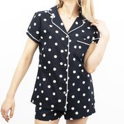M&S Navy Blue Spotty Polka Dot Short Sleeve with Shorts Pyjama Set