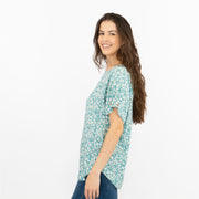 Next Blue Floral Short Sleeve Blouse Relaxed Fit Longline Tops