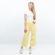 M&S High Waisted Crop Wide Leg Yellow Denim Jeans